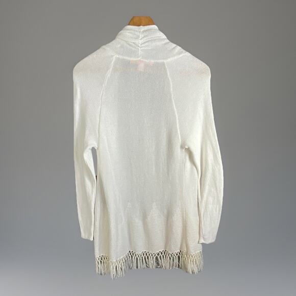 Lily Pulitzer Tatum Long Cardigan Women’s M Boho Fringe Hem Open Front Artsy - Picture 9 of 12